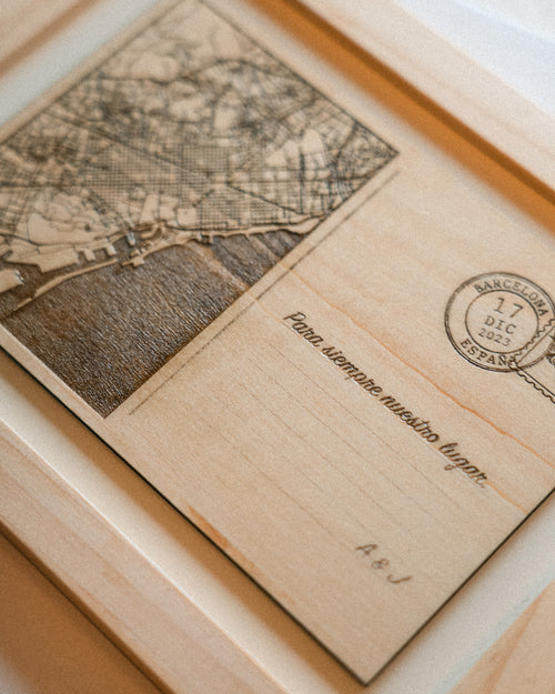 Postal de Madera Personalizada | Blanco